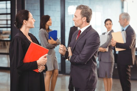 a lawyer in a meeting