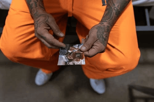 a person looking at a photo