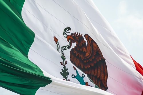 The Mexican flag posted on the border