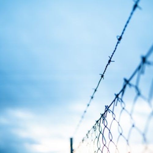 An iron fence installed at a border
