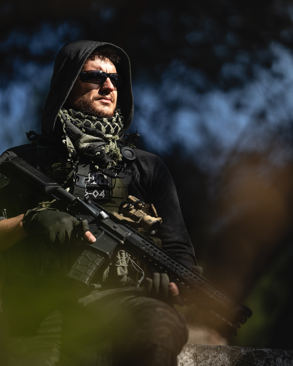 A rebel soldier holding an assault rifle